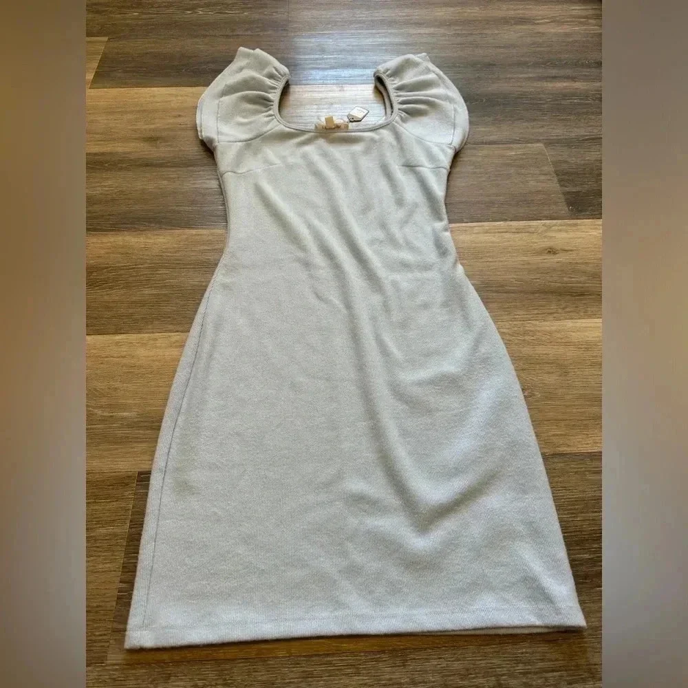 MAZIK Women’s Baby Blue Ruffle Shoulder Sweater Dress Size Small NWT - Picture 2 of 12